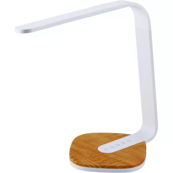 BLACK+DECKER LED Desk Lamp with Wood Grain Base, 14-1/2"H, White