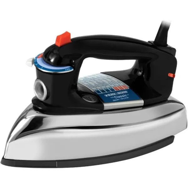 BLACK+DECKER The Classic Iron, F67E-T, Aluminum Soleplate, Steam or Dry Ironing, 7 Temperature Settings, Anti-Drip