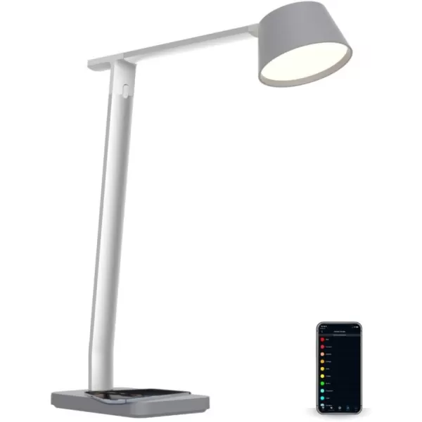 BLACK+DECKER Verve Designer Smart Desk Lamp, Works with Alexa Auto-Circadian Mode, True White LED + 16M RGB Colors, Qi Wireless Charger,