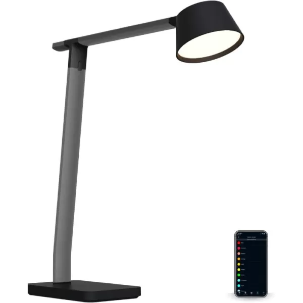 BLACK+DECKER Verve Designer Smart Desk Lamp, Works with Alexa Auto-Circadian Mode, True White LED + 16M RGB Colors, Qi Wireless Charger,