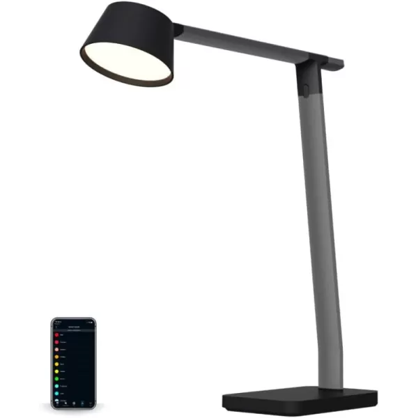 BLACK+DECKER Verve Designer Smart Desk Lamp, Works with Alexa, Auto-Circadian Mode, True White LED + 16M RGB Colors, USB Charging Port,