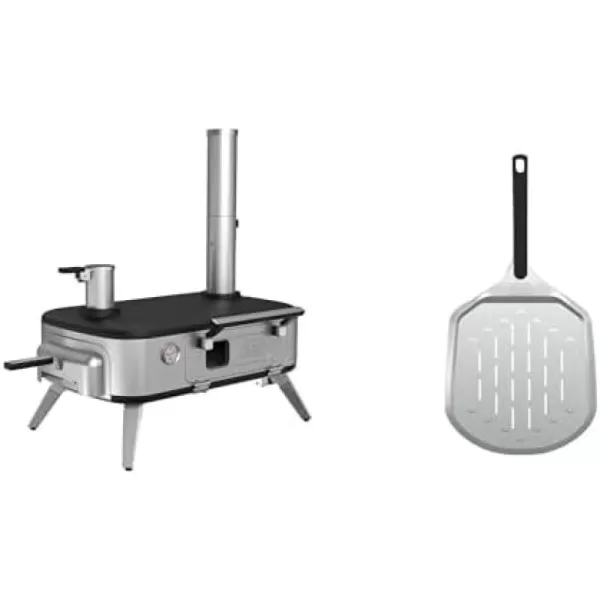 BLACK+DECKER vera Pizza Oven, Outdoor, Wood - Charcoal - Pellet Fired Pizza Oven, Rotating Handle and Temperature Gauge, Portable with Folding Legs for Easy Storage 