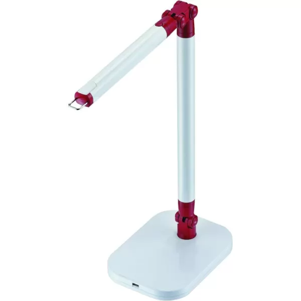 Black and Decker Office LED5ELIGHT-WHTRED PureOptics Exalt Flash 5W Flicker-Free Natural Daylight LED Desk Lamp, 13.5" x 6" x 19", White/Red