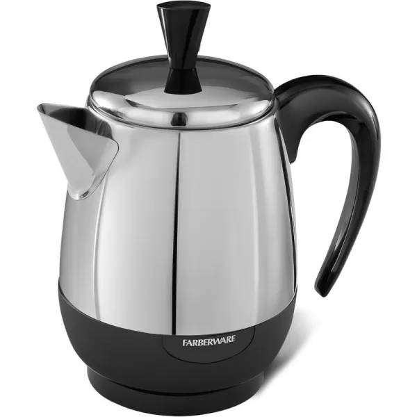 Farberware Electric Coffee Percolator, FCP412, Stainless Steel Basket, Automatic Keep Warm, No-Drip Spout, 12 Cup