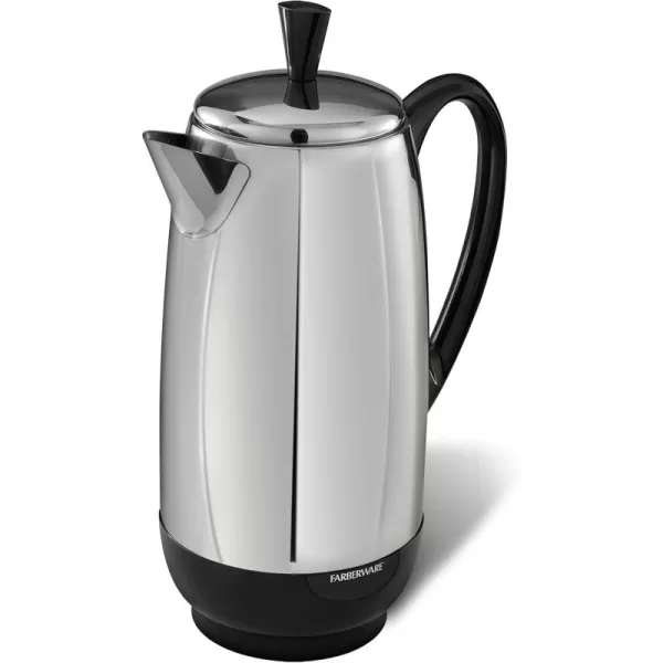 Farberware Electric Coffee Percolator, FCP412, Stainless Steel Basket, Automatic Keep Warm, No-Drip Spout, 12 Cup