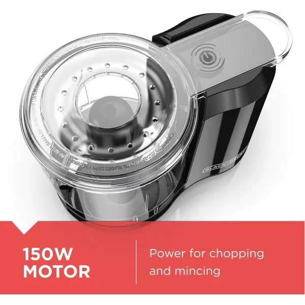 BLACK+DECKER 1.5-Cup Electric Food Chopper, HC150B, One Touch Pulse, 150W Motor, Stay-Sharp Blade, Dishwasher Safe