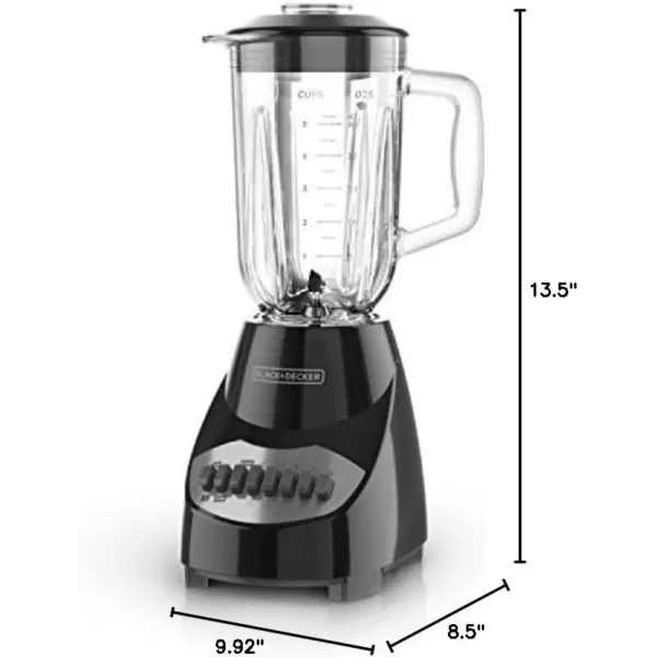 BLACK+DECKER 10-Speed Countertop Blender, BL2010BG, 6-Cup Glass Jar, Dishwasher-Safe, Stainless Steel Blade, Suction Feet