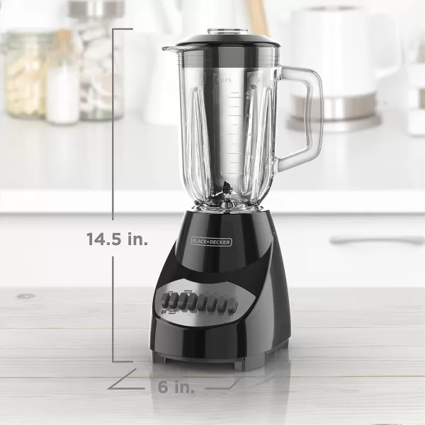 BLACK+DECKER 10-Speed Countertop Blender, BL2010BG, 6-Cup Glass Jar, Dishwasher-Safe, Stainless Steel Blade, Suction Feet