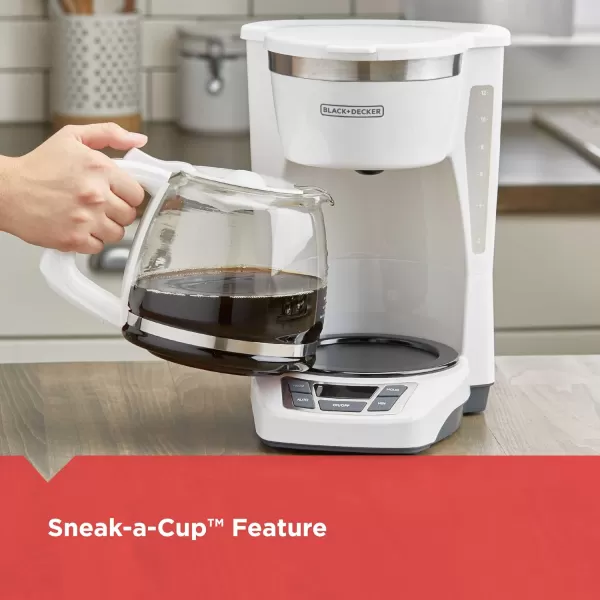 BLACK+DECKER 12-Cup Digital Coffee Maker, CM1160B, Programmable, Washable Basket Filter, Sneak-A-Cup, Auto Brew, Water Window, Keep Hot Plate, Black