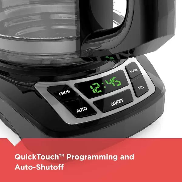 BLACK+DECKER 12-Cup Digital Coffee Maker, CM1160B, Programmable, Washable Basket Filter, Sneak-A-Cup, Auto Brew, Water Window, Keep Hot Plate, Black