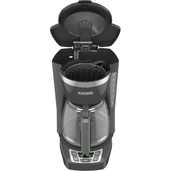 BLACK+DECKER 12-Cup Digital Coffee Maker, CM1160B, Programmable, Washable Basket Filter, Sneak-A-Cup, Auto Brew, Water Window, Keep Hot Plate, Black