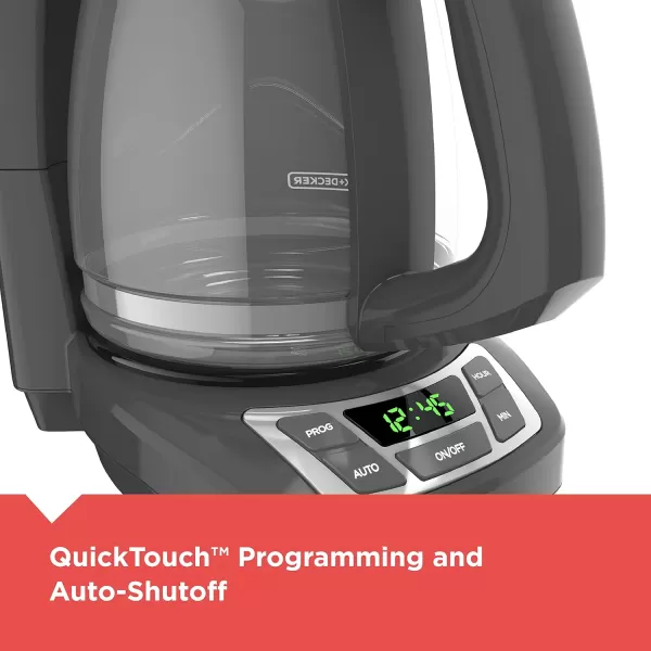 BLACK+DECKER 12-Cup Digital Coffee Maker, CM1160B, Programmable, Washable Basket Filter, Sneak-A-Cup, Auto Brew, Water Window, Keep Hot Plate, Black