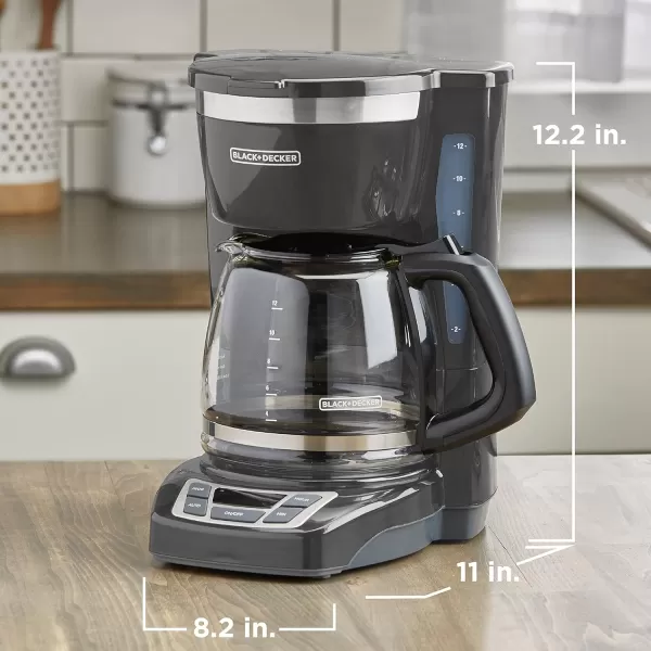 BLACK+DECKER 12-Cup Digital Coffee Maker, CM1160B, Programmable, Washable Basket Filter, Sneak-A-Cup, Auto Brew, Water Window, Keep Hot Plate, Black