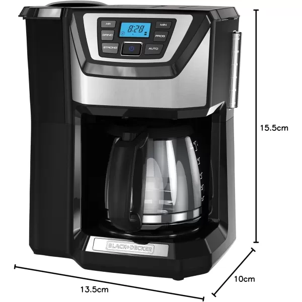 BLACK+DECKER 12-Cup Mill and Brew Coffe Maker, CM5000B, 24-Hour Programble, Built-in Grinder, Sneak-A-Cup, Permanent Washable Fitler