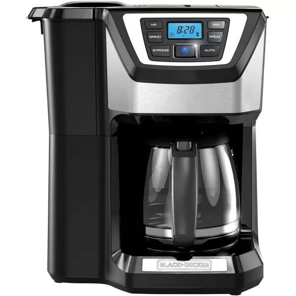 BLACK+DECKER 12-Cup Mill and Brew Coffe Maker, CM5000B, 24-Hour Programble, Built-in Grinder, Sneak-A-Cup, Permanent Washable Fitler