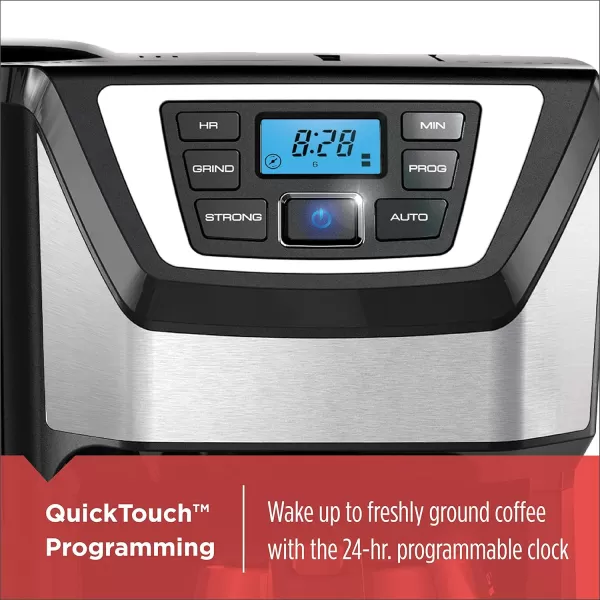 BLACK+DECKER 12-Cup Mill and Brew Coffe Maker, CM5000B, 24-Hour Programble, Built-in Grinder, Sneak-A-Cup, Permanent Washable Fitler