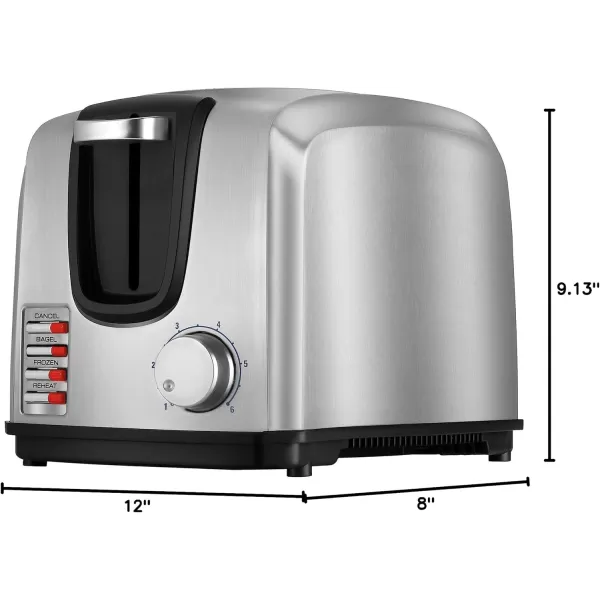 BLACK+DECKER 2-Slice Toaster, Modern, Stainless Steel, T2707S, Silver