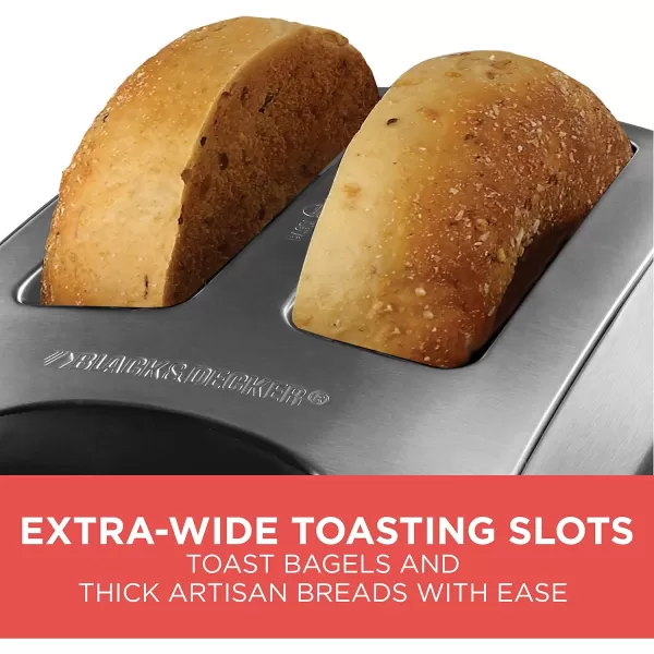 BLACK+DECKER 2-Slice Toaster, Modern, Stainless Steel, T2707S, Silver