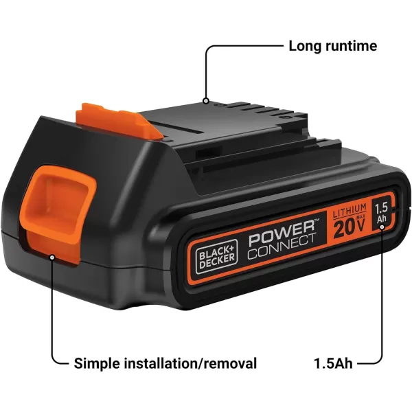 BLACK+DECKER 20V MAX Battery, 1.5Ah Lithium Ion Battery, Extended Runtime, Compatible with Tools, Outdoor Equipment and 20V Vacuums 