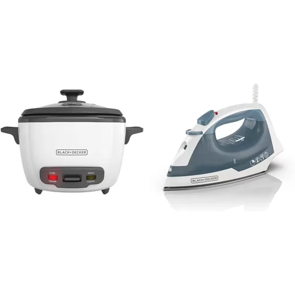 BLACK+DECKER 3-Cup Rice Cooker, RC503, 1.5-cup Uncooked Rice, Steaming Basket, Removable Non-Stick Bowl, One Touch
