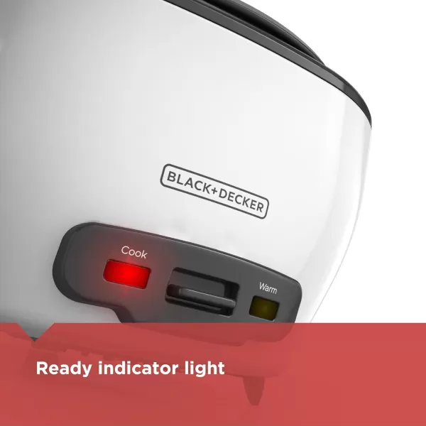 BLACK+DECKER 3-Cup Rice Cooker, RC503, 1.5-cup Uncooked Rice, Steaming Basket, Removable Non-Stick Bowl, One Touch