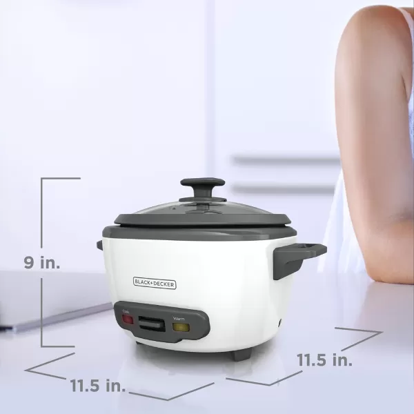 BLACK+DECKER 3-Cup Rice Cooker, RC503, 1.5-cup Uncooked Rice, Steaming Basket, Removable Non-Stick Bowl, One Touch