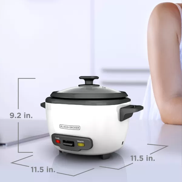 BLACK+DECKER 3-Cup Rice Cooker, RC503, 1.5-cup Uncooked Rice, Steaming Basket, Removable Non-Stick Bowl, One Touch