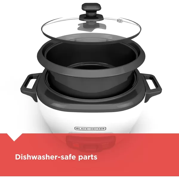 BLACK+DECKER 3-Cup Rice Cooker, RC503, 1.5-cup Uncooked Rice, Steaming Basket, Removable Non-Stick Bowl, One Touch
