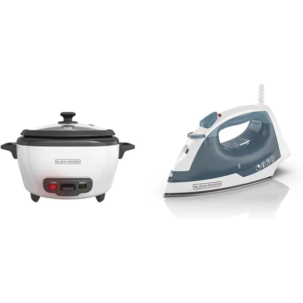 BLACK+DECKER 3-Cup Rice Cooker, RC503, 1.5-cup Uncooked Rice, Steaming Basket, Removable Non-Stick Bowl, One Touch