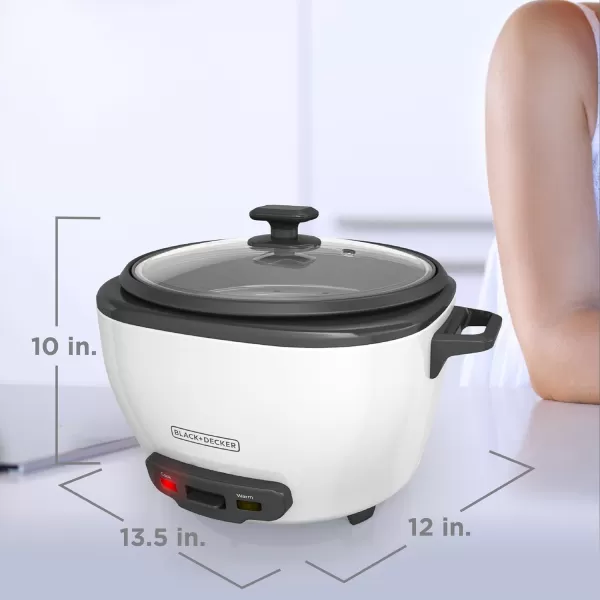 BLACK+DECKER 3-Cup Rice Cooker, RC503, 1.5-cup Uncooked Rice, Steaming Basket, Removable Non-Stick Bowl, One Touch