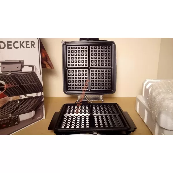 BLACK+DECKER 3-in-1 Waffle Maker with Nonstick Reversible Plates, Stainless Steel, G48TD