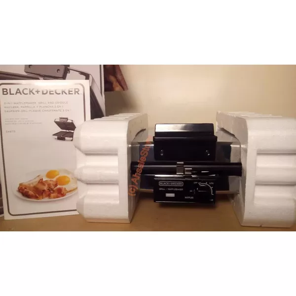 BLACK+DECKER 3-in-1 Waffle Maker with Nonstick Reversible Plates, Stainless Steel, G48TD