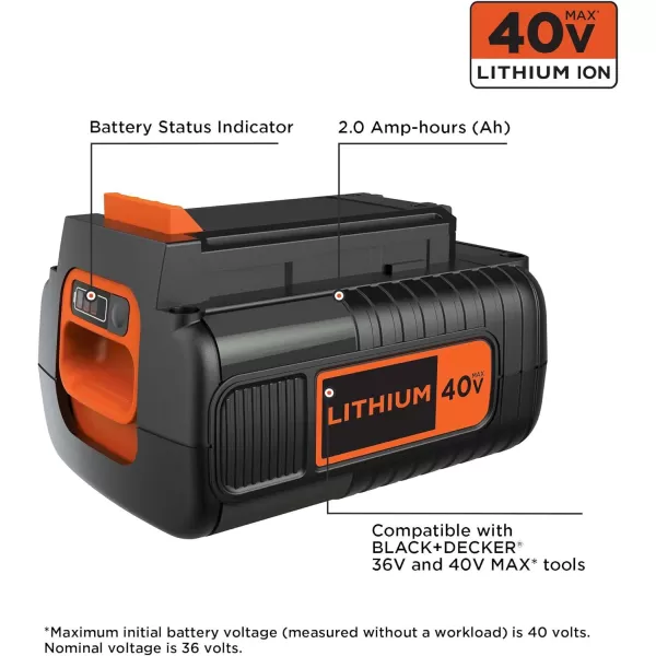 BLACK+DECKER 40V MAX Battery, Lithium Ion, 2.5-Ah 