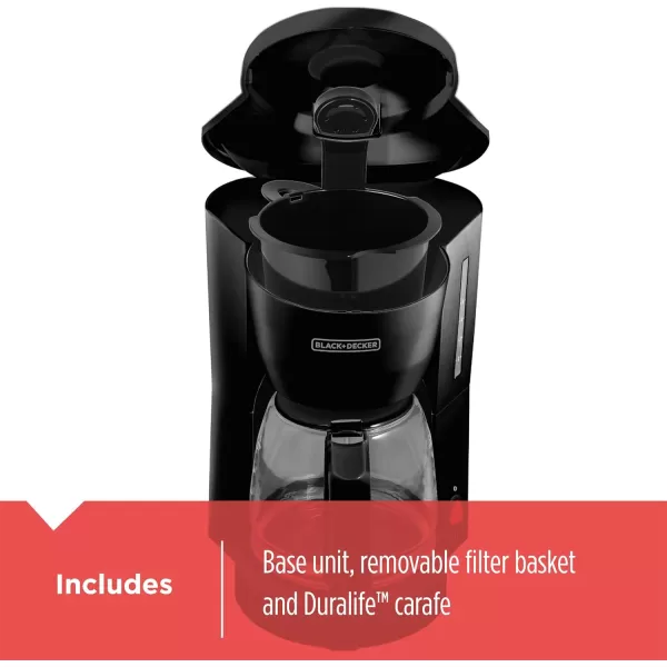 BLACK+DECKER 5-Cup Coffeemaker, Black, DCM600B