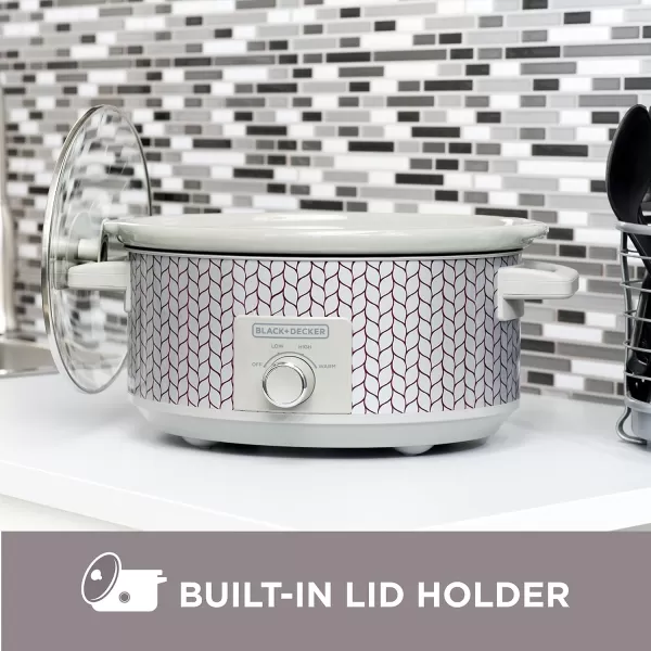 BLACK+DECKER 7-Quart Slow Cooker, SC2007D, Lid Holder, 3 Heat Settings, Extra Large Handles, Dishwasher Safe, Teal