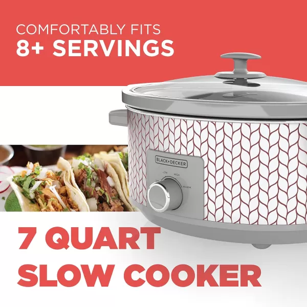 BLACK+DECKER 7-Quart Slow Cooker, SC2007D, Lid Holder, 3 Heat Settings, Extra Large Handles, Dishwasher Safe, Teal