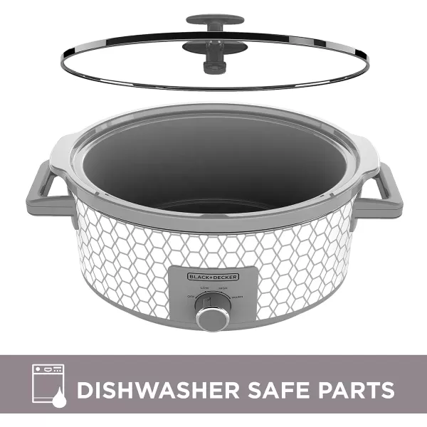 BLACK+DECKER 7-Quart Slow Cooker, SC2007D, Lid Holder, 3 Heat Settings, Extra Large Handles, Dishwasher Safe, Teal