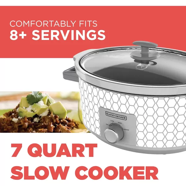 BLACK+DECKER 7-Quart Slow Cooker, SC2007D, Lid Holder, 3 Heat Settings, Extra Large Handles, Dishwasher Safe, Teal