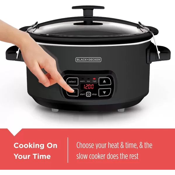 BLACK+DECKER 7-Quart Slow Cooker, SCD4007, Chalkboard Exterior, Locking Lid, 3 Heat Settings, Removable Stoneware Crock