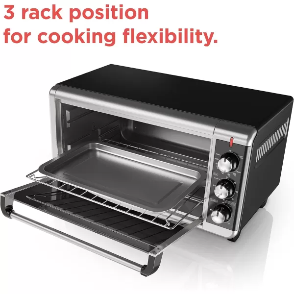 BLACK+DECKER 8-Slice Extra Wide Convection Toaster Oven, TO3250XSB, Fits 9"x13" Oven Pans and 12" Pizza, Stainless Steel/Black