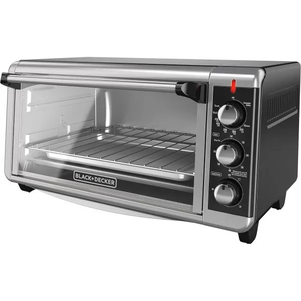 BLACK+DECKER 8-Slice Extra Wide Convection Toaster Oven, TO3250XSB, Fits 9"x13" Oven Pans and 12" Pizza, Stainless Steel/Black