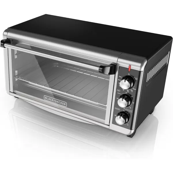 BLACK+DECKER 8-Slice Extra Wide Convection Toaster Oven, TO3250XSB, Fits 9"x13" Oven Pans and 12" Pizza, Stainless Steel/Black