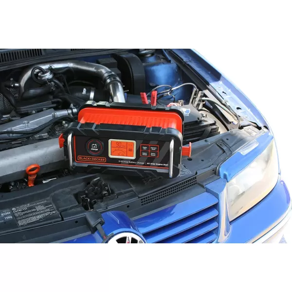 BLACK+DECKER BC25BD Fully Automatic 25 Amp 12V Bench Battery Charger/Maintainer with 75A Engine Start, Alternator Check, Cable Clamps