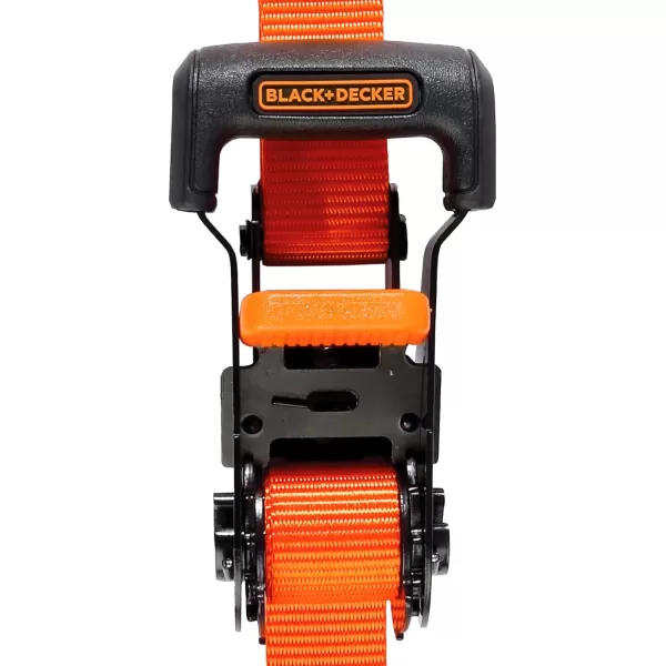 BLACK+DECKER BD1005 Black/Orange 1" x 10' Ratchet Tie Down Straps - 300 lb Safe Working Load / 900 lb Break Strength, 4 Pack)