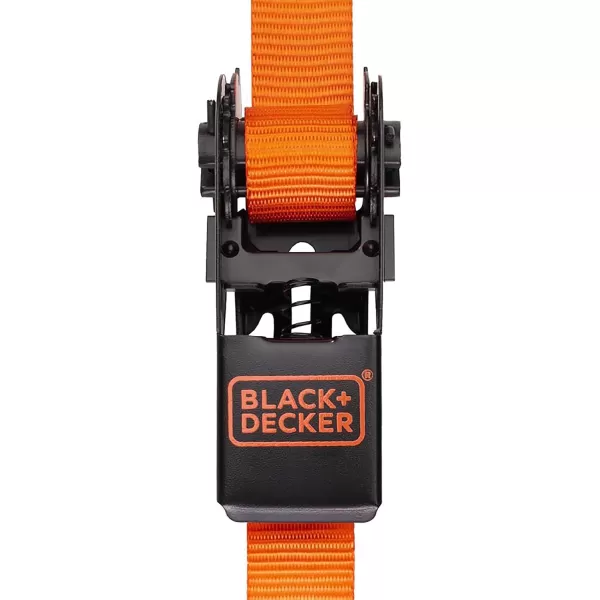 BLACK+DECKER BD1005 Black/Orange 1" x 10' Ratchet Tie Down Straps - 300 lb Safe Working Load / 900 lb Break Strength, 4 Pack)