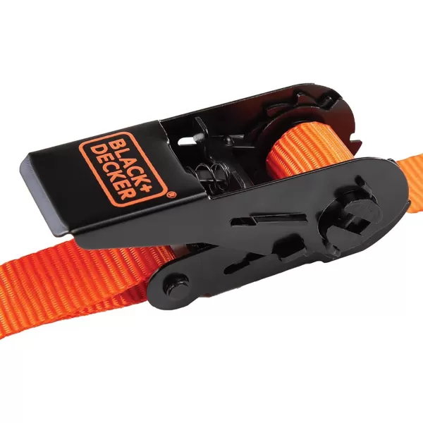 BLACK+DECKER BD1005 Black/Orange 1" x 10' Ratchet Tie Down Straps - 300 lb Safe Working Load / 900 lb Break Strength, 4 Pack)