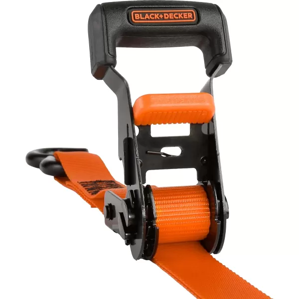 BLACK+DECKER BD1005 Black/Orange 1" x 10' Ratchet Tie Down Straps - 300 lb Safe Working Load / 900 lb Break Strength, 4 Pack)