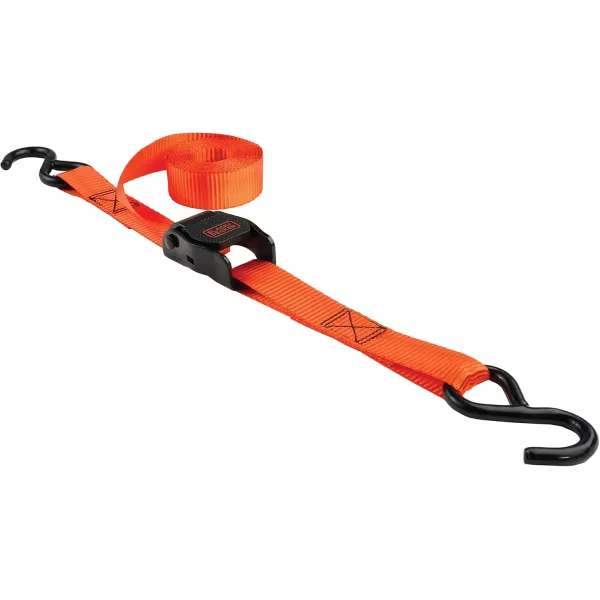 BLACK+DECKER BDX1004 Black/Orange 1" x 10' Cam-Buckle Tie Down Straps - 300 lb Safe Working Load / 900 lb Break Strength, 4 Pack