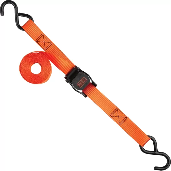 BLACK+DECKER BDX1004 Black/Orange 1" x 10' Cam-Buckle Tie Down Straps - 300 lb Safe Working Load / 900 lb Break Strength, 4 Pack