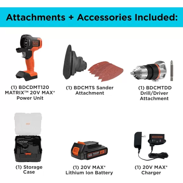 BLACK+DECKER BLACK+DECKER MATRIX 2V MAX* Drill + Sander Combo Kit with Storage Case 